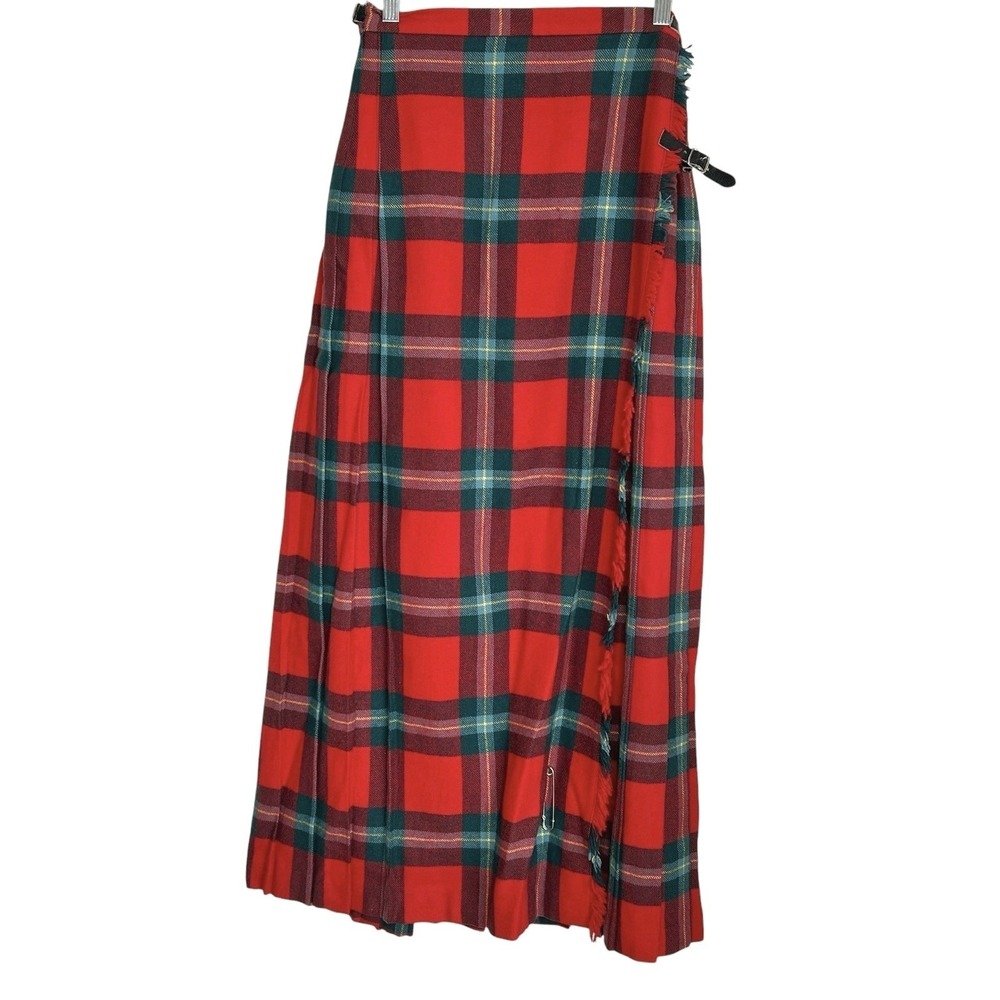 Vintage Westlea Plaid‎ Maxi Skirt Sz 28 Preppy Holiday Tartan Old Money Scotland